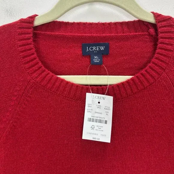 J.Crew Supersoft Lambswool Blend Crewneck Sweater Red Classic Mens XL NWT - Picture 6 of 11